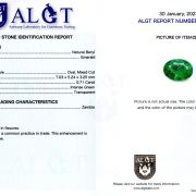 Smarald 0,71 ct., Zambia, certificare ALGT Antwerp