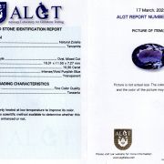 Tanzanit 10,36 ct., Tanzania, Fine Color Quality, ALGT Antwerp