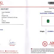 Smarald 2,20 ct., Zambia, certificare AIG