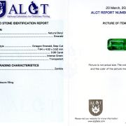 Smarald 0,96 ct., Zambia, certificare ALGT Antwerp