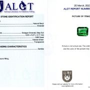 Smarald 0,86 ct., Zambia, certificare ALGT Antwerp