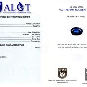Safir 2,21 ct., Thailanda, ALGT Antwerp