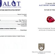 Rubin pear 0,19 ct., Mozambic, ALGT Antwerp