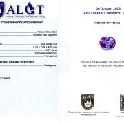 Safir 2,87 ct., Madagascar, ALGT Antwerp