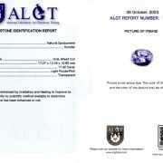 Kunzit 17,32 ct., certificare ALGT Antwerp