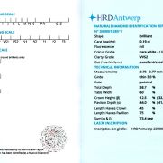Diamant natural 0,19 ct., F, VVS2, certificare HRD Antwerp