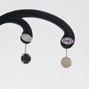 Cercei 3,22 grame aur roz si alb 18k cu safire si diamante