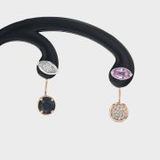 Cercei 3,22 grame aur roz si alb 18k cu safire si diamante