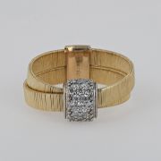 Inel din aur galben si alb 18k, 6,73 grame cu diamante