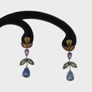 Cercei din aur alb 18k, 4,14 grame, cu safire multicolore