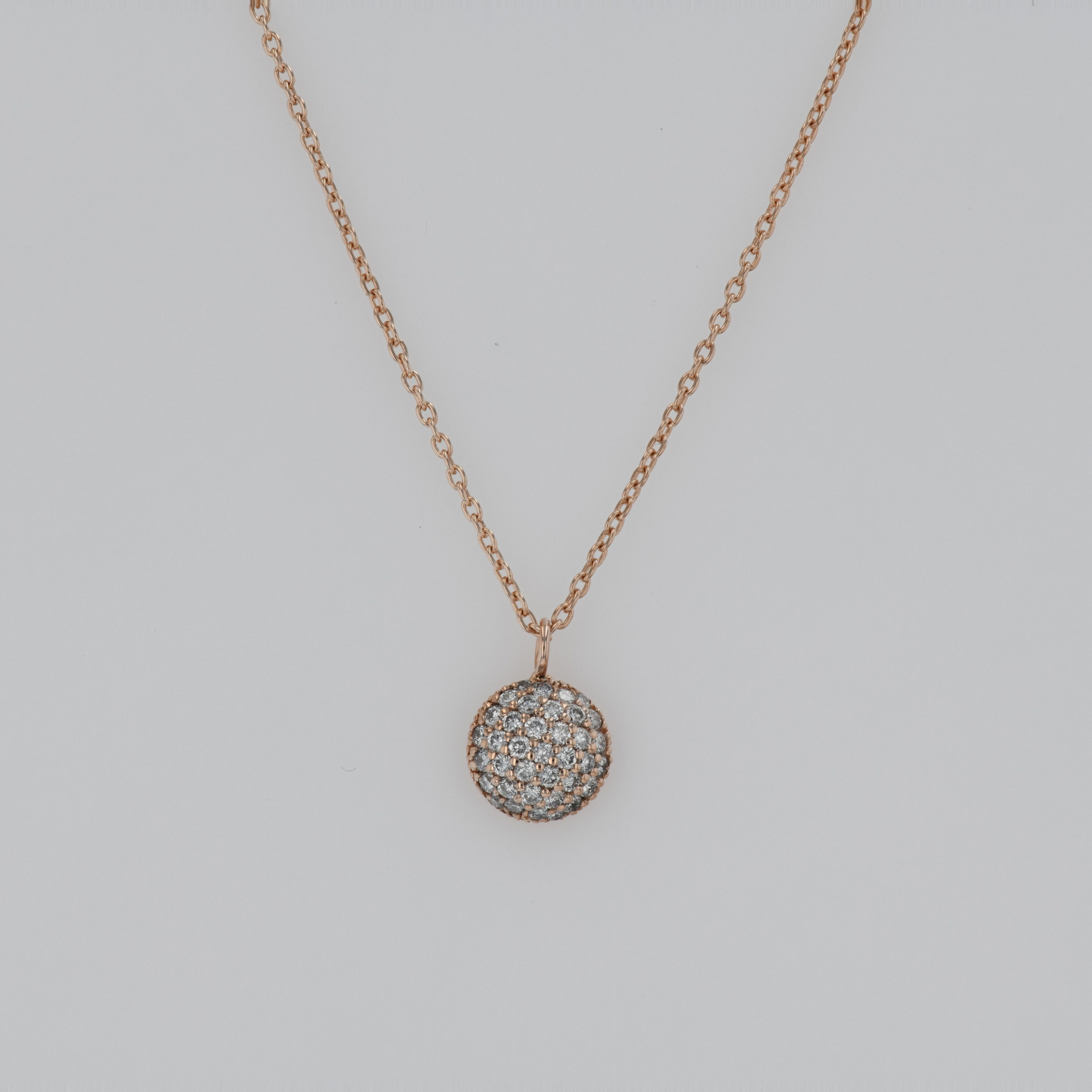 Lant cu pandantiv de aur roz 18k, cu diamante