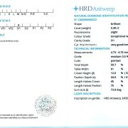 Diamant natural 0,38 ct., D, SI1, certificare HRD Antwerp