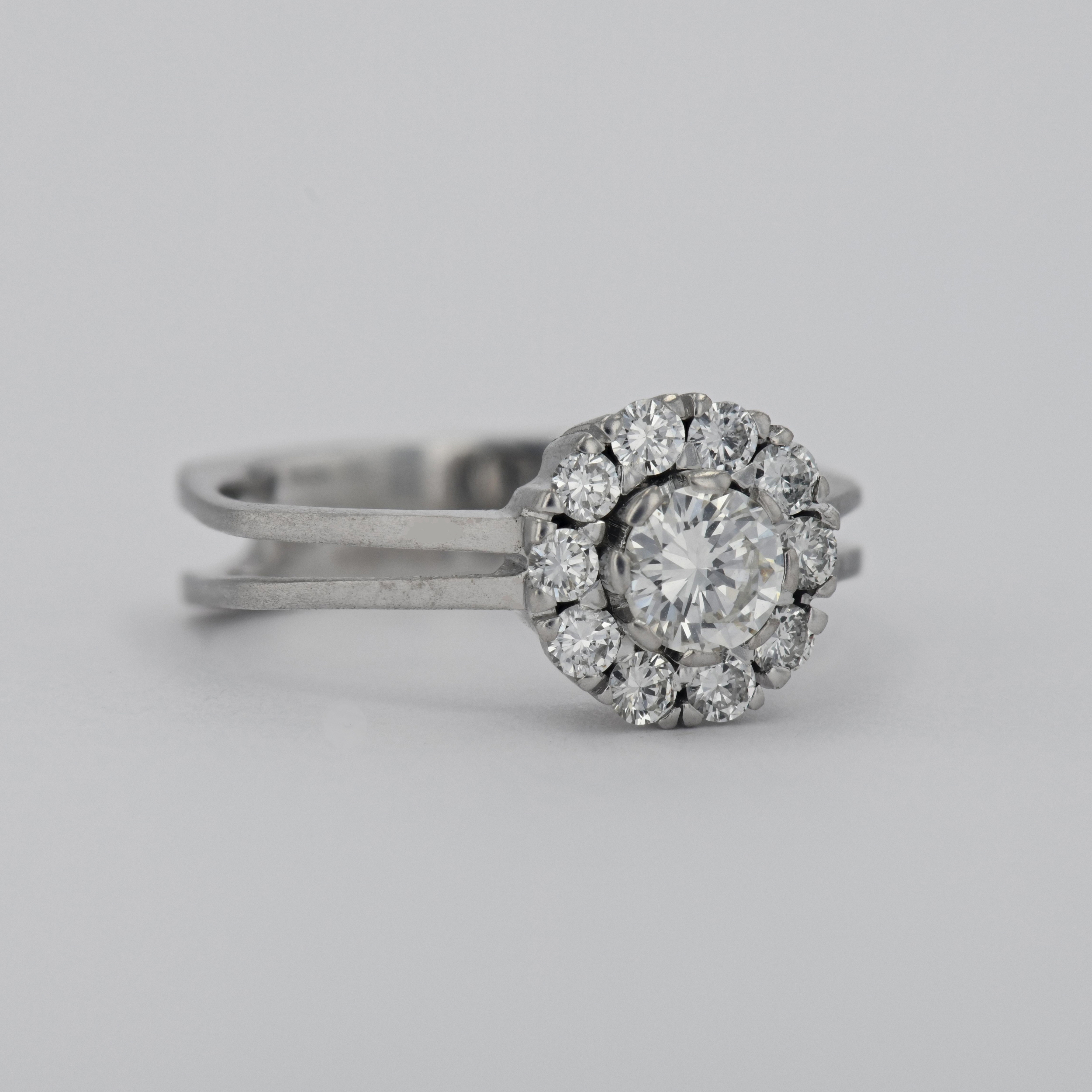Inel cu diamante, aur alb 14k, 5,52 grame