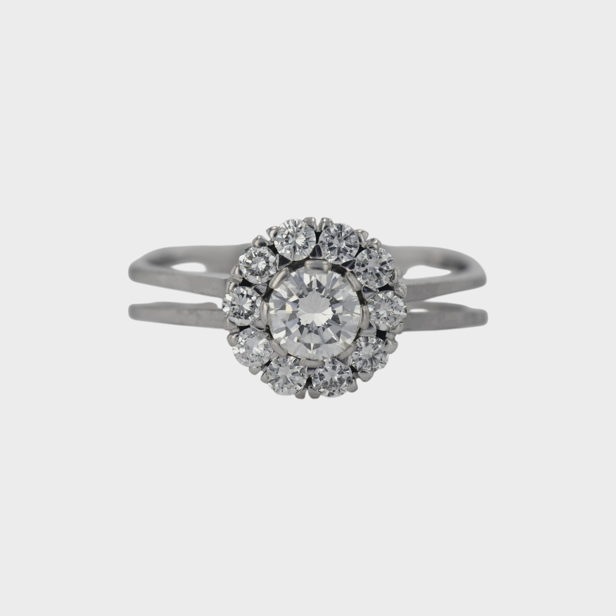 Inel cu diamante, aur alb 14k, 5,52 grame