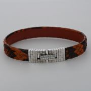 Bratara din piele de piton cu aur alb 18k si diamante