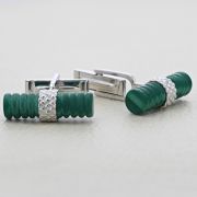 Butoni din aur alb 18k cu malachite