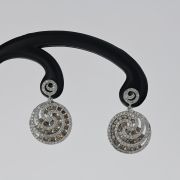 Cercei din aur alb 18k cu diamante albe si brown