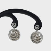 Cercei din aur alb 18k cu diamante albe si brown