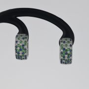 Cercei aur alb 18k cu diamante, safire si granate