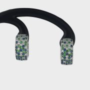 Cercei aur alb 18k cu diamante, safire si granate