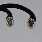 Cercei de aur alb cu diamante si citrine