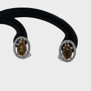 Cercei de aur alb cu diamante si citrine