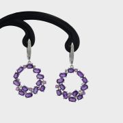 Cercei din aur alb cu ametiste, safire roz si diamante