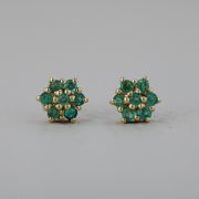 Cercei din aur galben18k cu smaralde