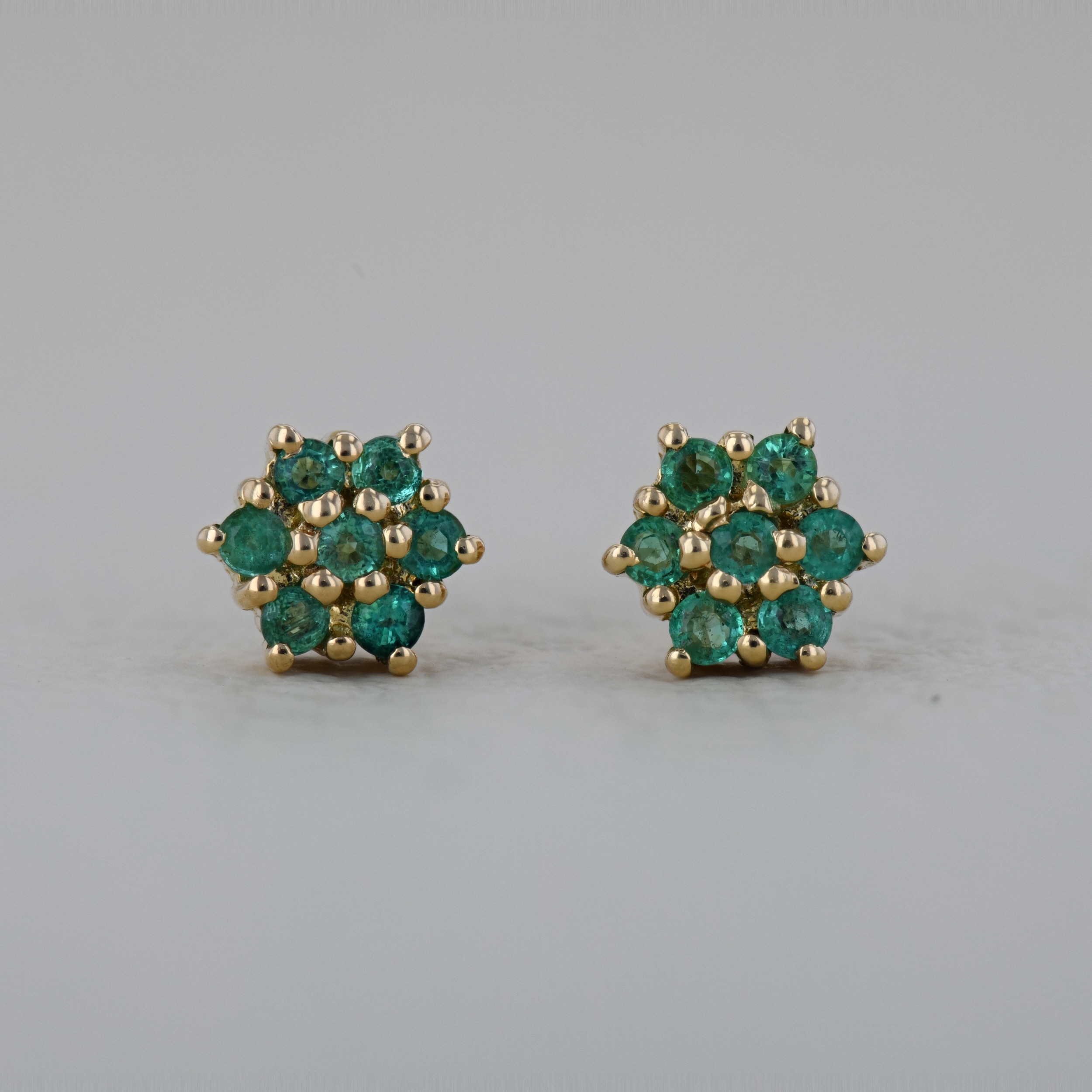 Cercei din aur galben18k cu smaralde