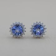 Cercei 2,77 grame aur alb 18k cu tanzanite si diamante