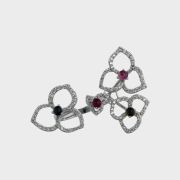 Inel din aur alb 18k cu diamante si cuarturi colorate