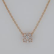 Lant cu pandantiv din aur roz 18k cu diamant