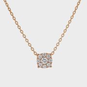 Lant cu pandantiv din aur roz 18k cu diamant