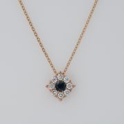 Lant cu pandantiv 2,60 grame aur 18k cu safir si diamante