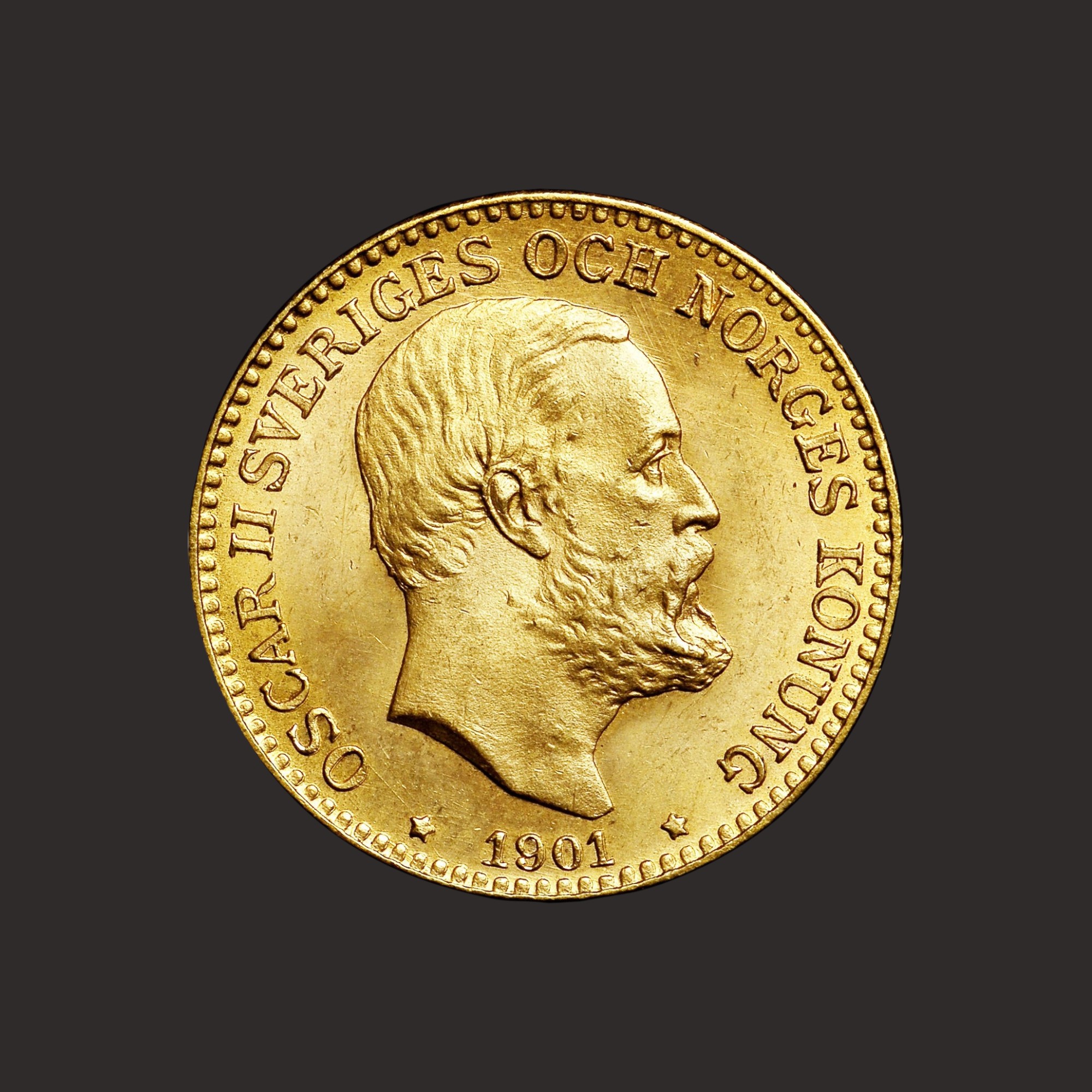 Monede Aur Coroane Norvegiene Oscar II Fata P