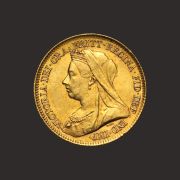Moneda aur Half Sovereign Regina Victoria acoperita cu voal, Marea Britanie-PRECOMANDA
