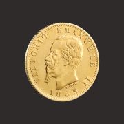 Moneda aur 20 lire italiene Vittorio Emanuele II-PRECOMANDA