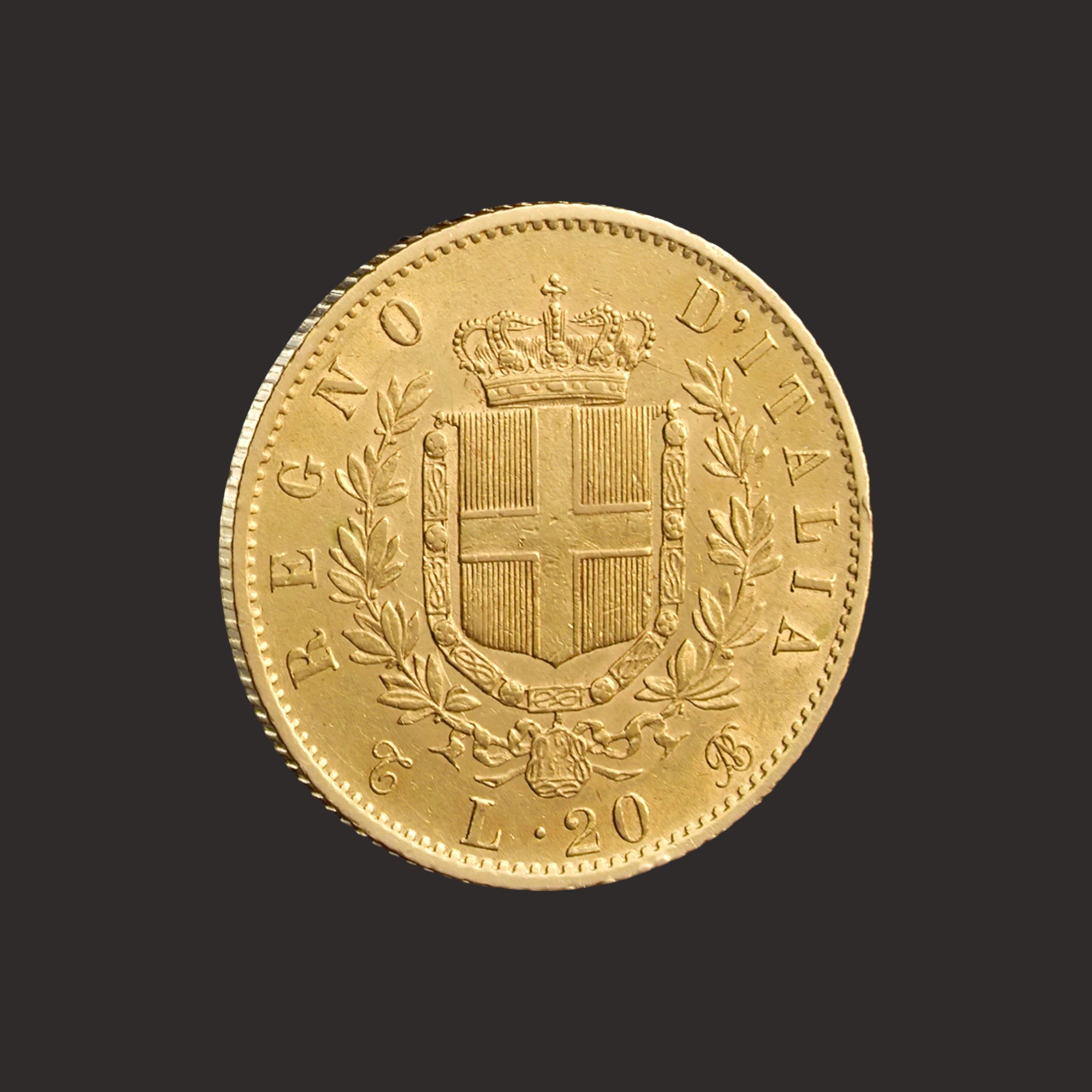 Moneda aur 20 lire italiene Vittorio Emanuele II-PRECOMANDA