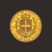 Moneda  aur 20 lire italiene Carlo Albertus-PRECOMANDA