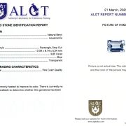 Aquamarin 3,85 Ct, Fine Color Quality, Certificare ALGT Antwerp Sku C