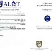 Safir 0,36 Ct., Magmatic, Vietnam, Neincalzit, Certificare ALGT Antwerp Sku C