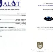 Safir 0,44 Ct., Magmatic, Vietnam, Neincalzit, Certificare ALGT Antwerp Sku C