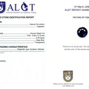 Safir 0,78 Ct., Magmatic, Vietnam, Neincalzit, Certificare ALGT Antwerp Sku10488 C