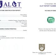 Smarald 0,62 Ct., Zambia, ALGT Antwerp Sku