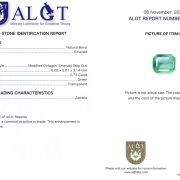 Smarald 0,72 Ct., Zambia, ALGT Antwerp Sku C