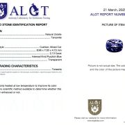 Tanzanit 2,13 Ct.,Tanzania, Certificare ALGT Antwerp Sku C