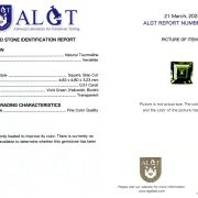 Verdelit 0,57 Ct., Fine Color Quality, Certificare ALGT Antwerp Sku C