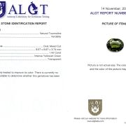 Verdelit 1,42 Ct., Certificare ALGT Antwerp Sku C