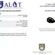 Verdelit 2,65 Ct., Certificare ALGT Antwerp Sku C