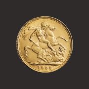 Moneda Aur Sovereign, Eduard Al VII Lea – Spate